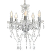 Luster s kristalnim perlama srebrni okrugli 5 x E14