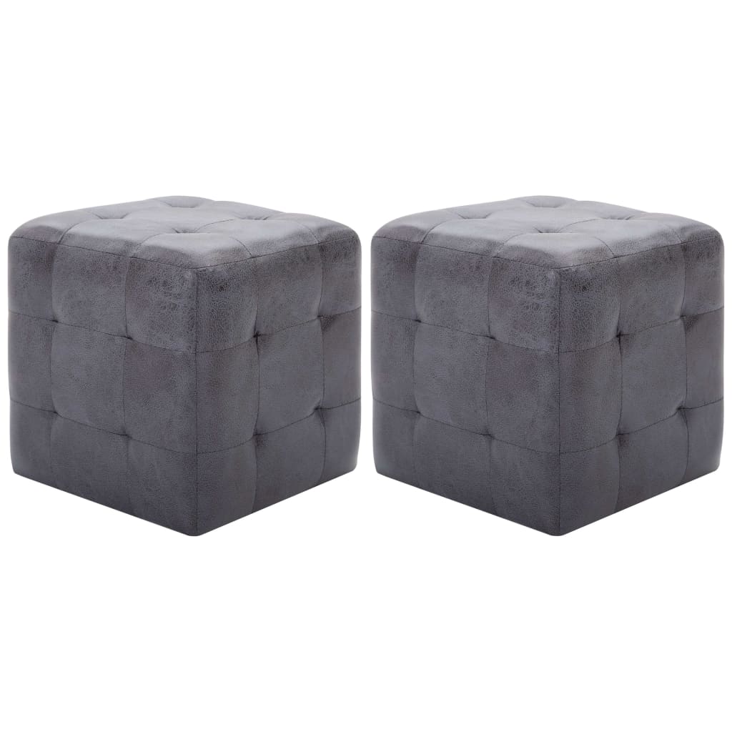 Noćni ormarići 2 kom sivi 30 x 30 x 30 cm umjetna brušena koža