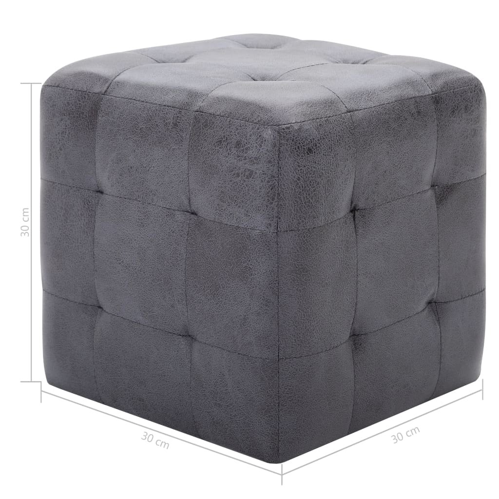 Noćni ormarići 2 kom sivi 30 x 30 x 30 cm umjetna brušena koža