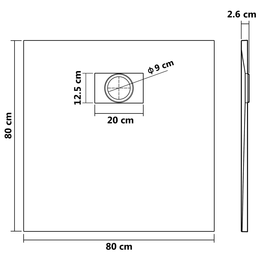 Kada za tuš SMC bijela 80 x 80 cm
