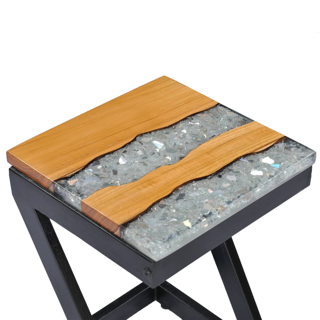 Stolić za kavu 30x30x50 cm masivna tikovina poliesterska smola