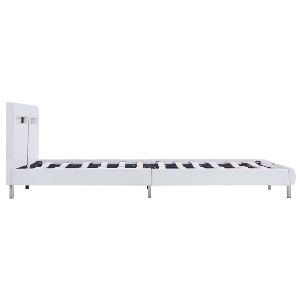Okvir za krevet od umjetne kože LED bijeli 180 x 200 cm