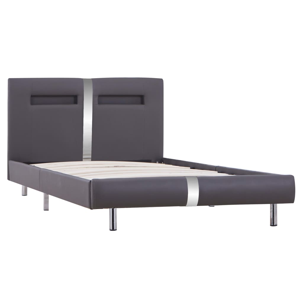 Okvir za krevet od umjetne kože s LED svjetlom sivi 90 x 200 cm