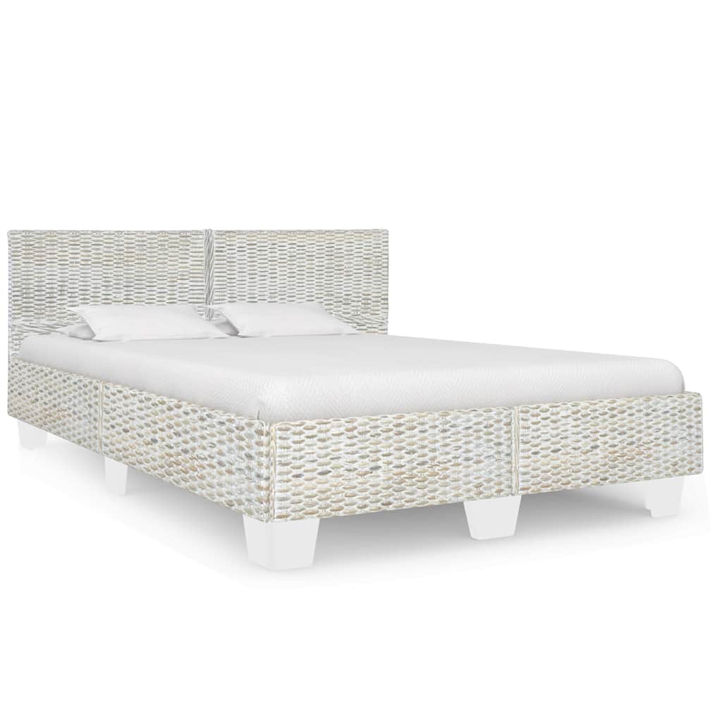 Okvir za krevet od prirodnog ratana sivi 160 x 200 cm