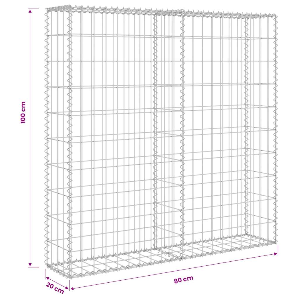 Gabionski zid s poklopcima od pocinčanog čelika 80 x 20 x 100 cm