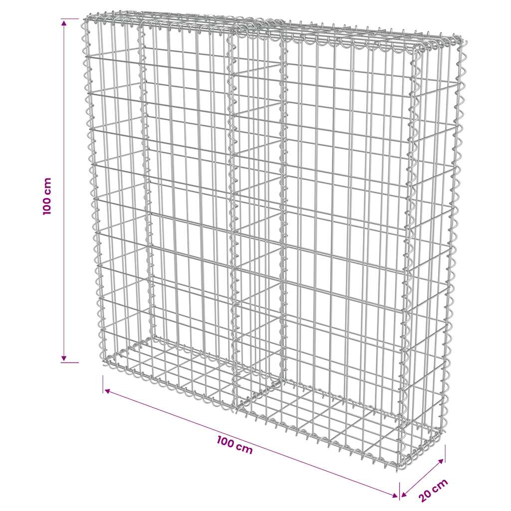 Gabionski zid s poklopcima od pocinčanog čelika 100 x 20 x 100 cm
