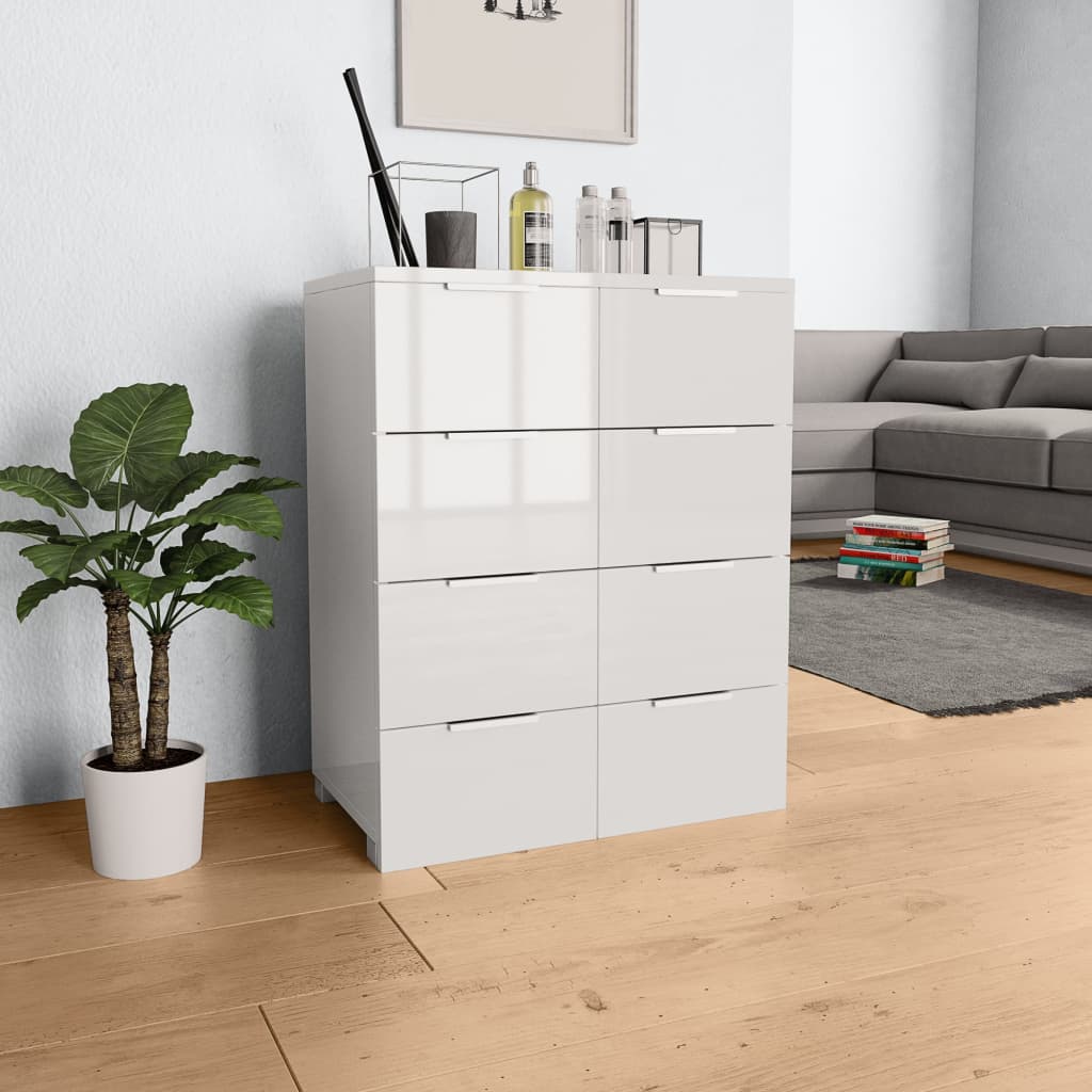 Komoda visoki sjaj bijela 60 x 35 x 80 cm od konstruiranog drva