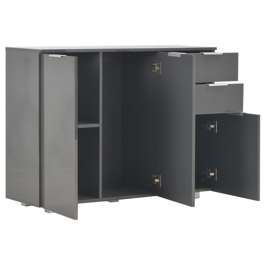 Komoda visoki sjaj siva 107x35x80,5 cm