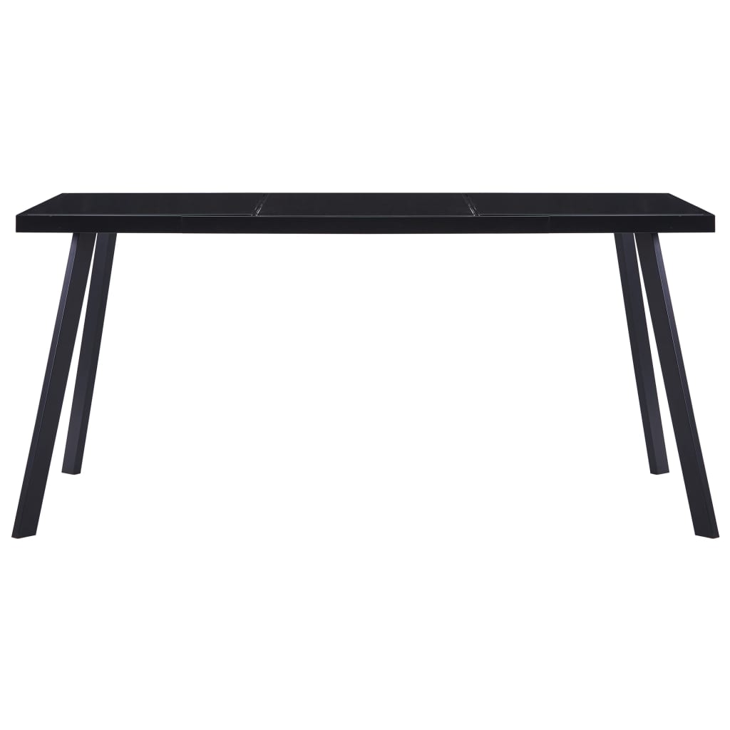 Blagovaonski stol crni 180 x 90 x 75 cm od kaljenog stakla