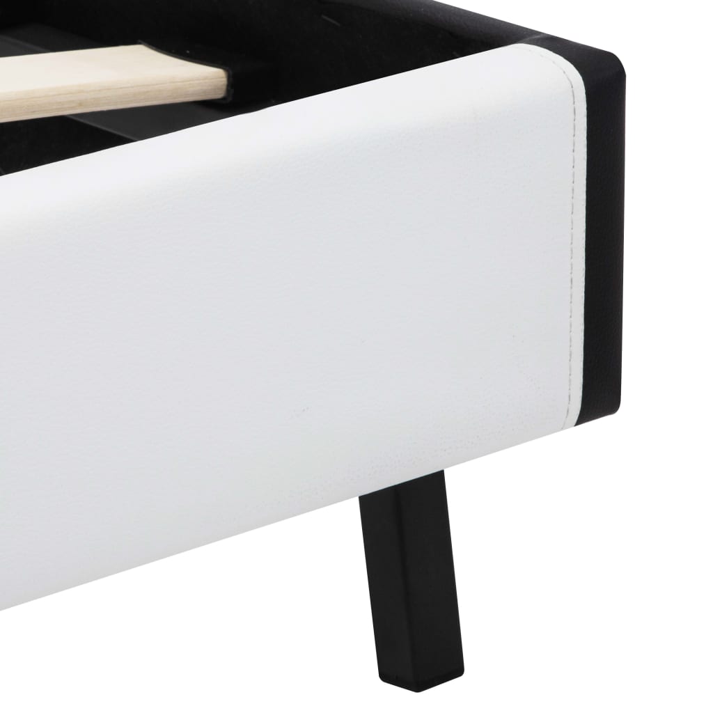 Okvir za krevet od umjetne kože LED bijelo-crni 90 x 200 cm