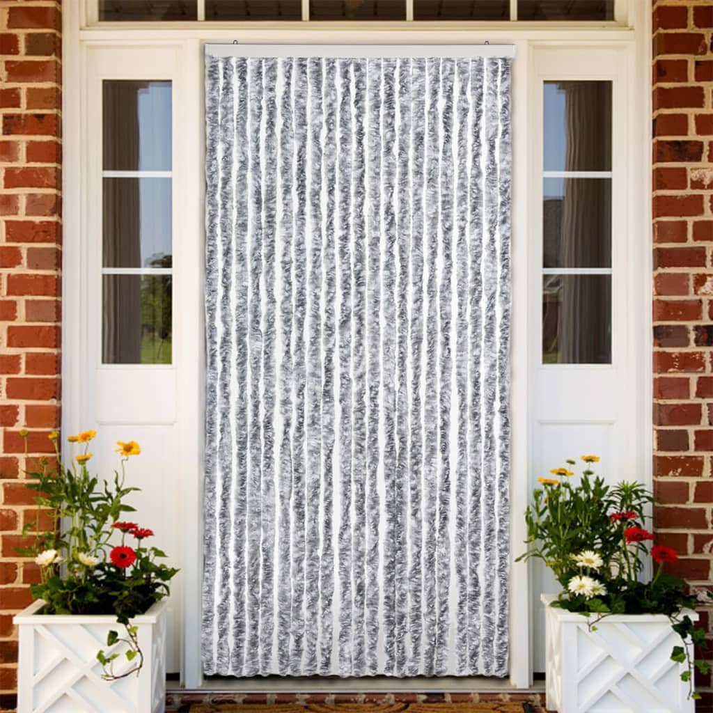 Zastor protiv insekata sivo-bijeli 90 x 220 cm šenil