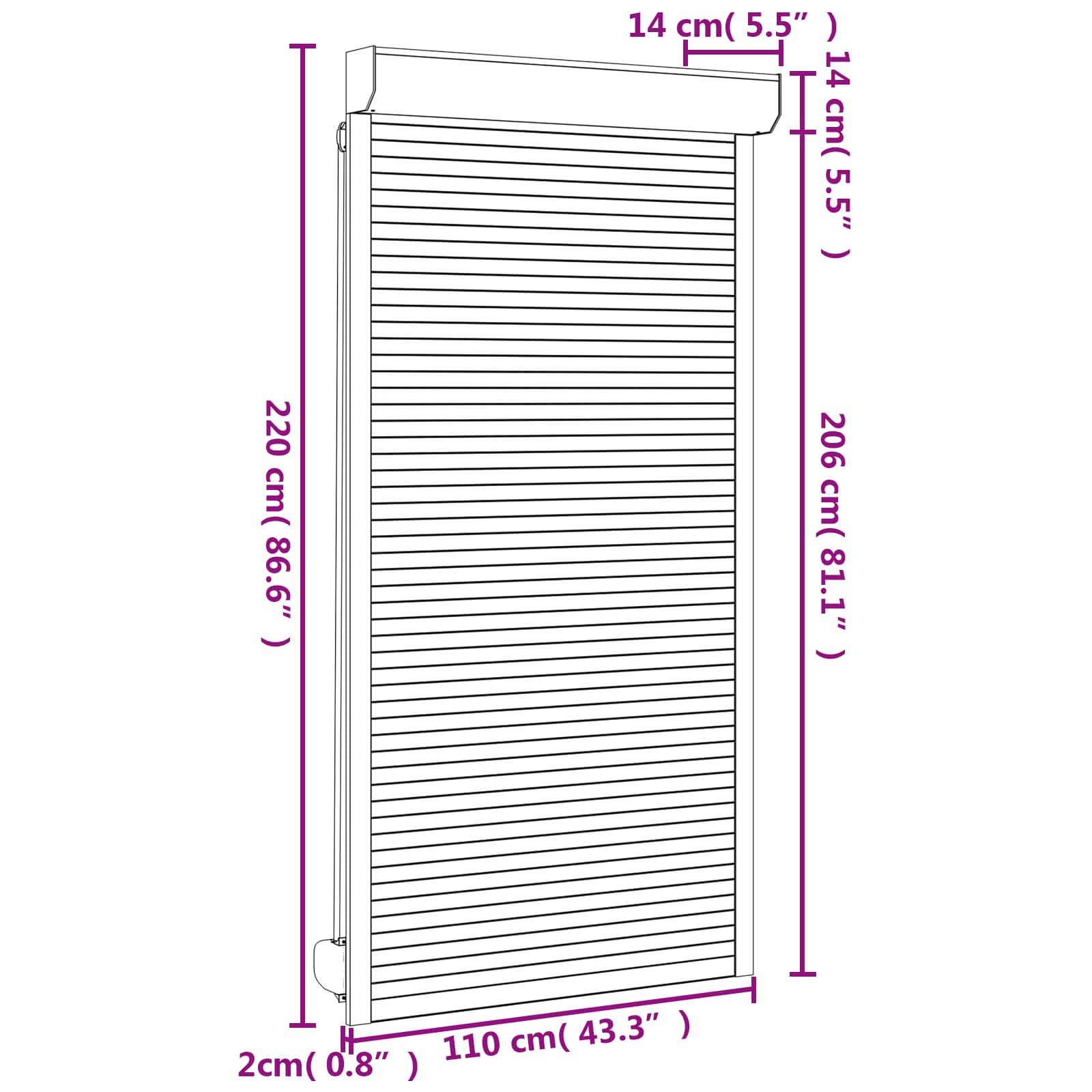 Roletna Antracit 110 x 220 cm Aluminij i poliuretan