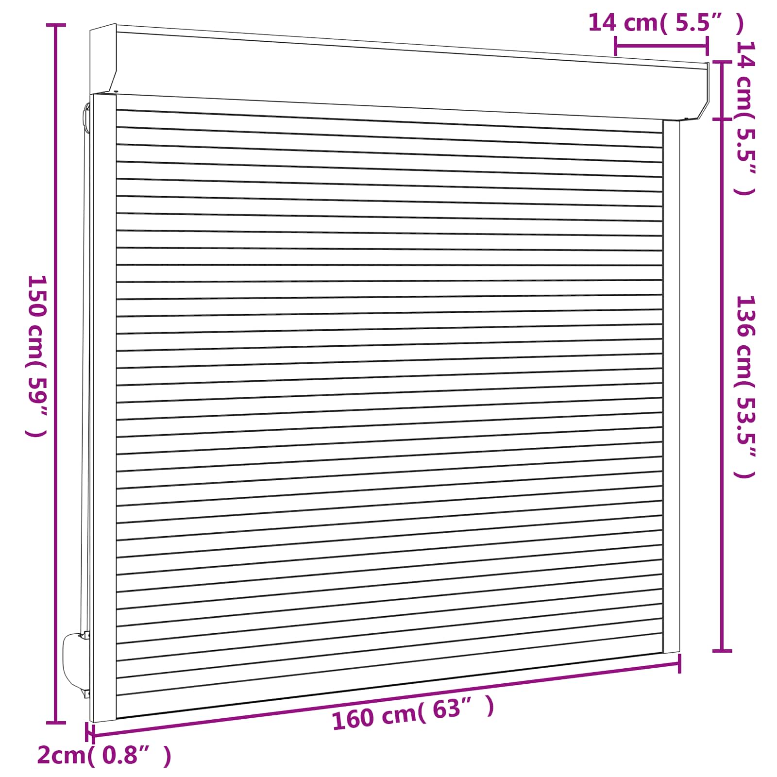 Roletna Antracit 160 x 150 cm Aluminij i poliuretan