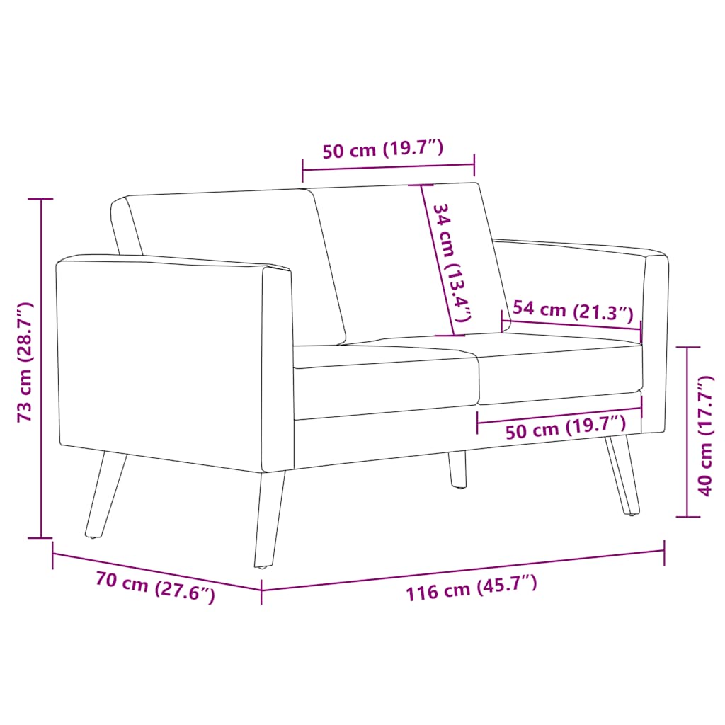 2-dijelni set sofa od tkanine crni