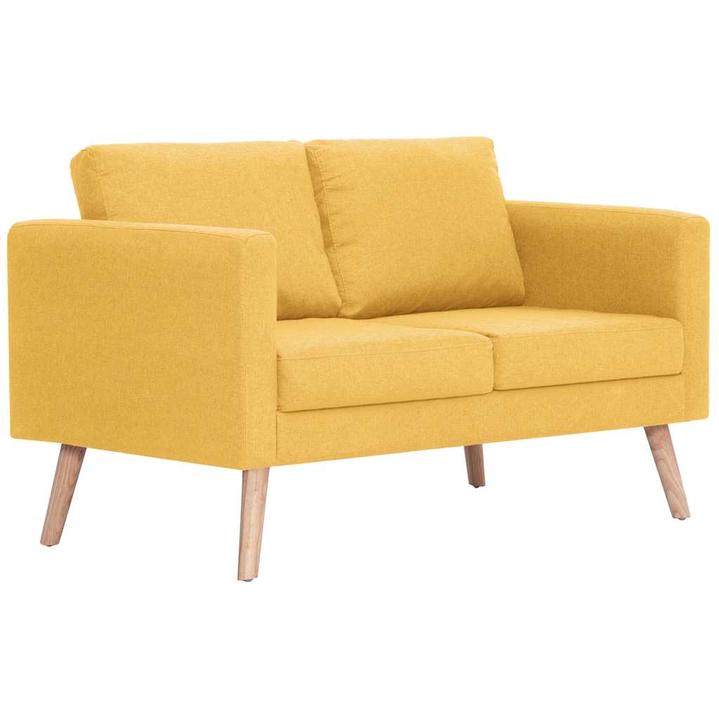 2-dijelni set sofa od tkanine žuti