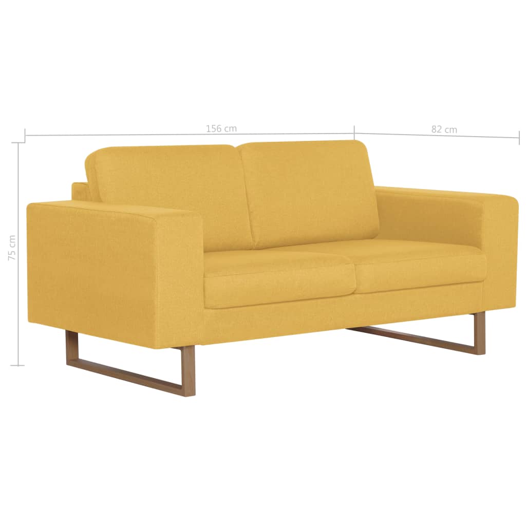 2-dijelni set sofa od tkanine žuti