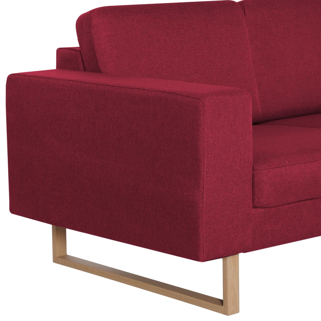 2-dijelni set sofa od tkanine crvena boja vina