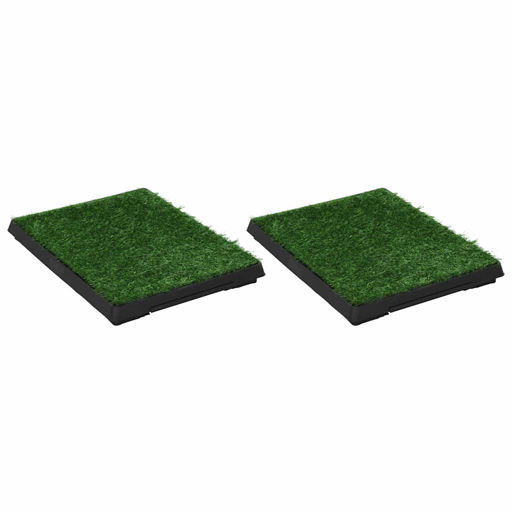 Toaleti za ljubimce s pladnjem i travom 2 kom zeleni 63x50x7 cm