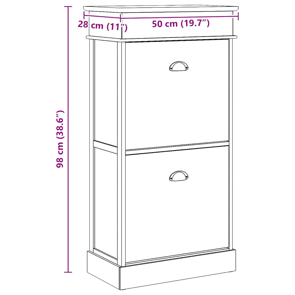 Ormarić za cipele sivi 50 x 28 x 98 cm od drva paulovnije