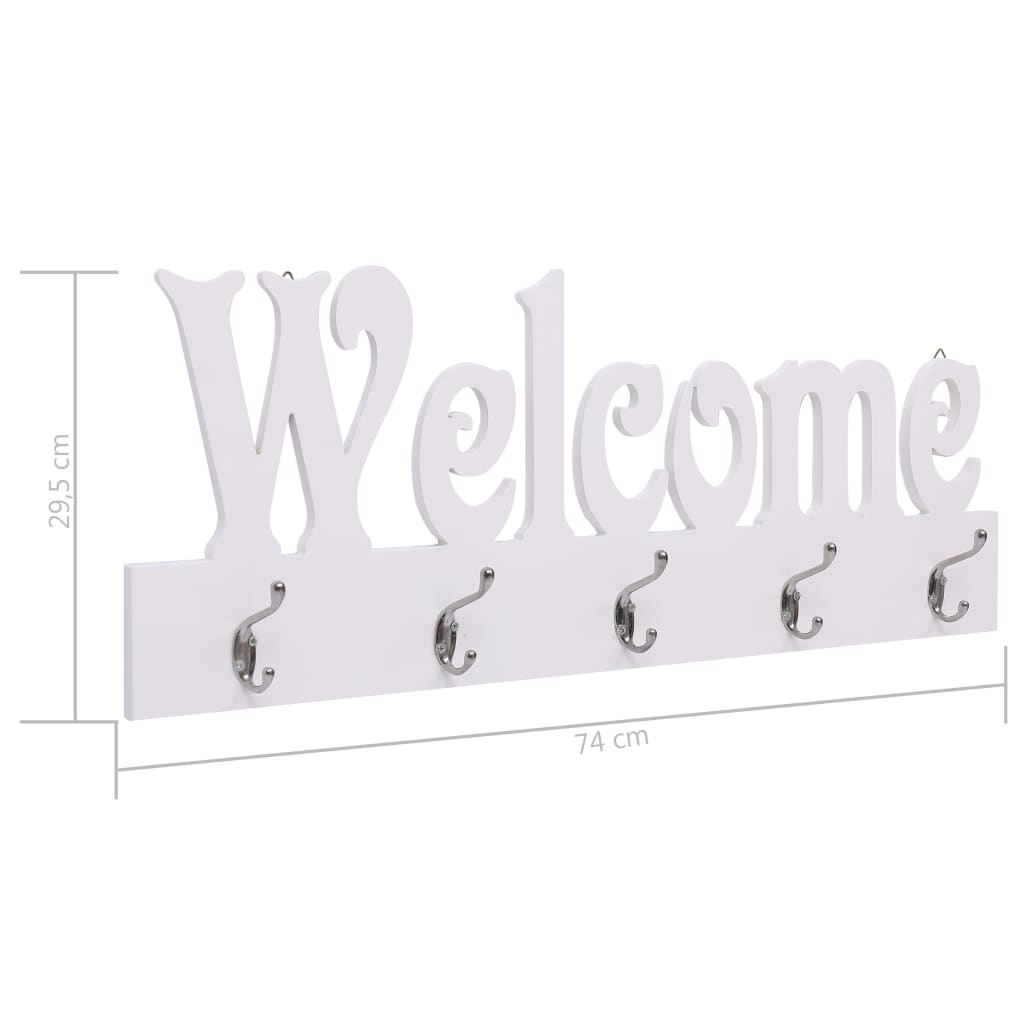 Zidna vješalica za kapute WELCOME bijela 74 x 29,5 cm