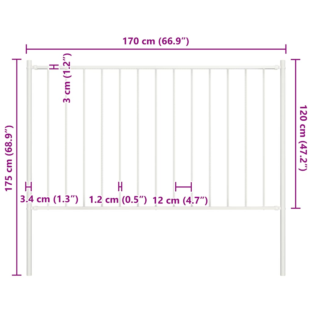 Ogradni panel Woerden sa stupovima čelik 1,7x1,25 m bijeli