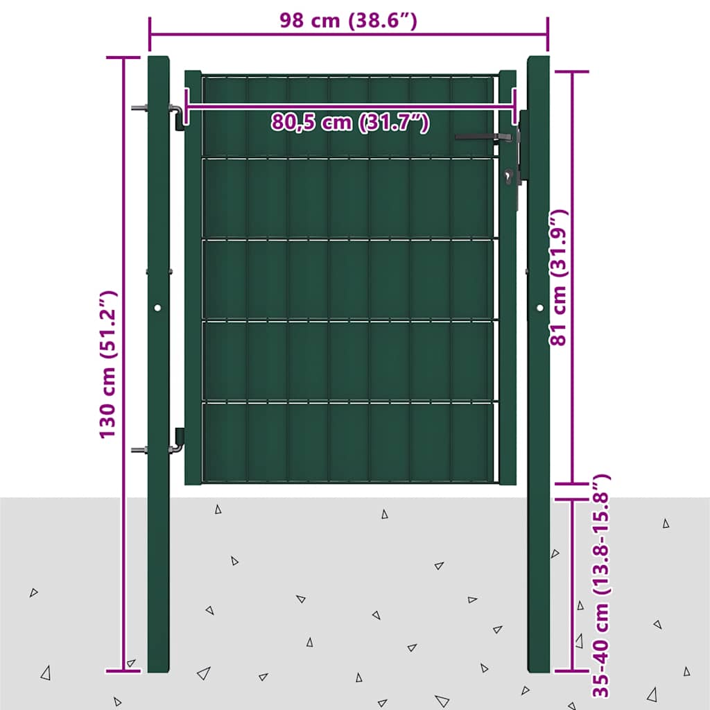 Vrata za ogradu PVC i čelik 100x81 cm Zelena