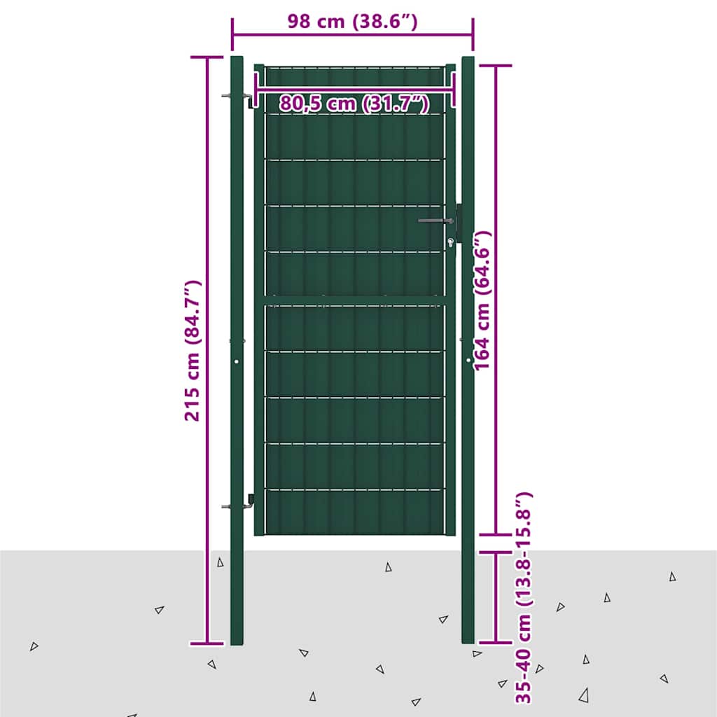 Vrata za ogradu PVC i čelik 100x164 cm Zelena