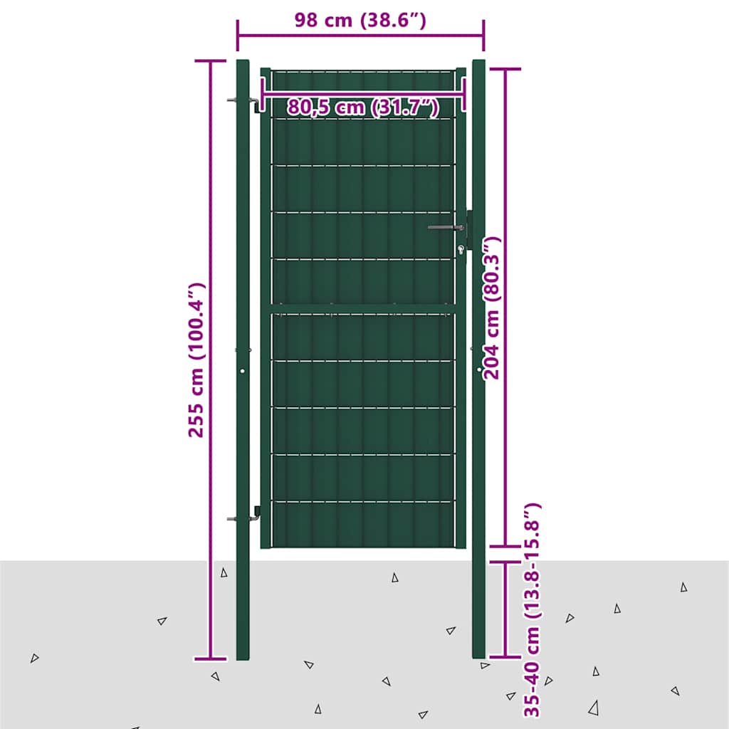 Vrata za ogradu PVC i čelik 100x204 cm Zelena