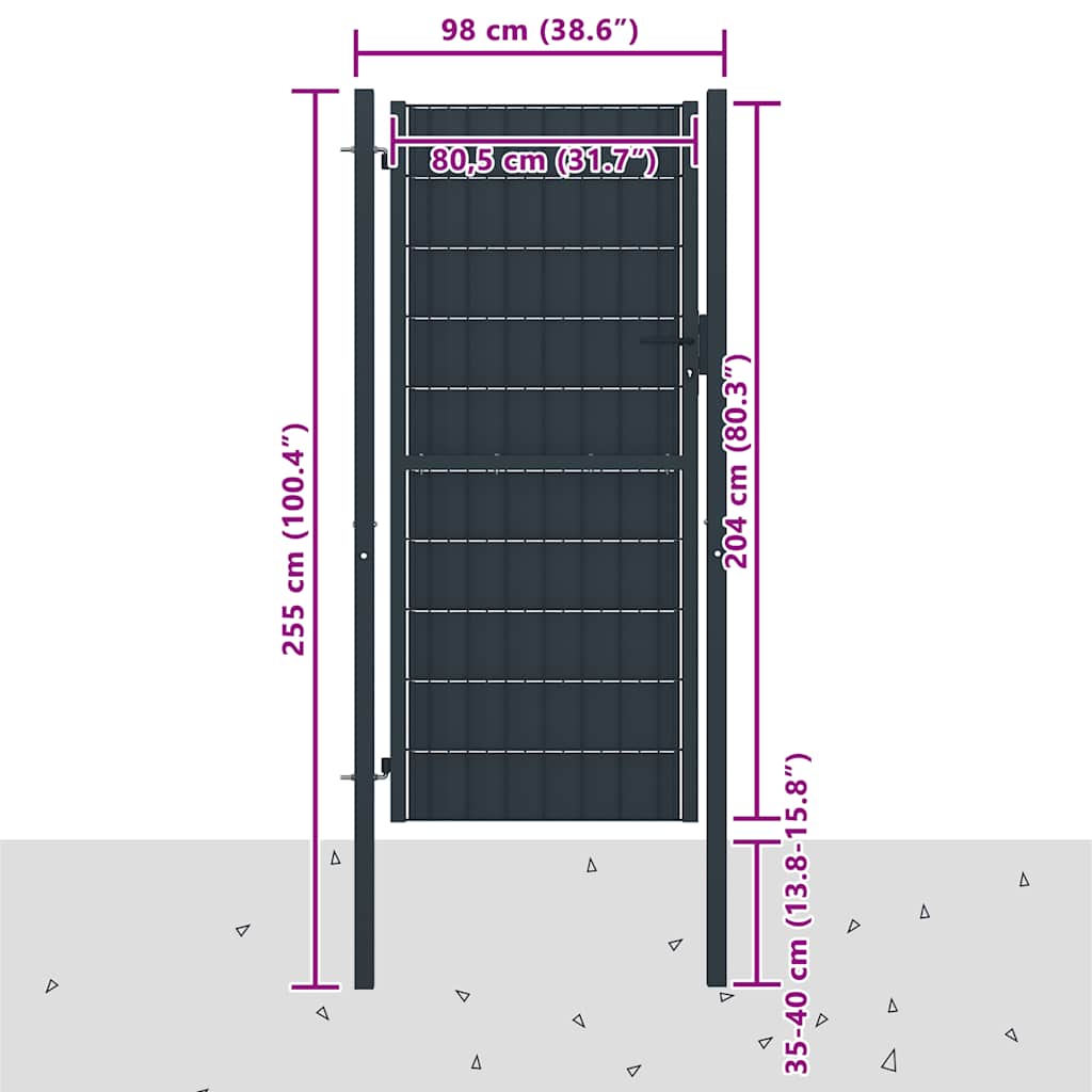 Vrata za ogradu PVC i čelik 100x204 cm Antracit