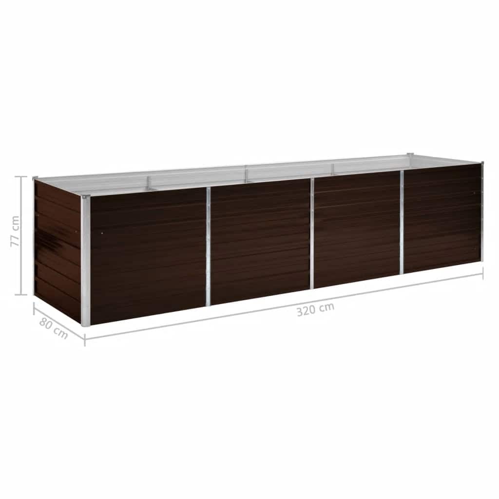 Povišena vrtna gredica smeđa 320 x 80 x 77 cm pocinčani čelik