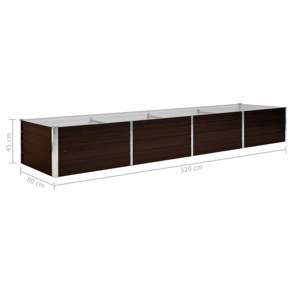 Povišena vrtna gredica smeđa 320 x 80 x 45 cm pocinčani čelik