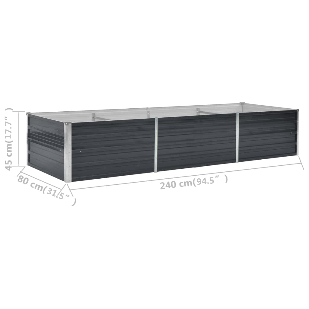 Povišena vrtna gredica antracit 240x80x45 cm pocinčani čelik