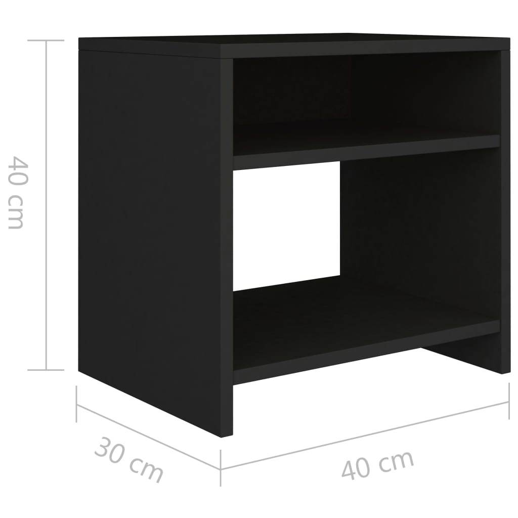 Noćni ormarići 2 kom crni 40 x 30 x 40 cm od konstruiranog drva
