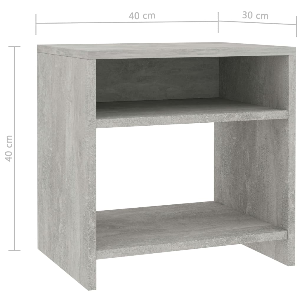 Noćni ormarići 2 kom boja betona 40x30x40 cm konstruirano drvo