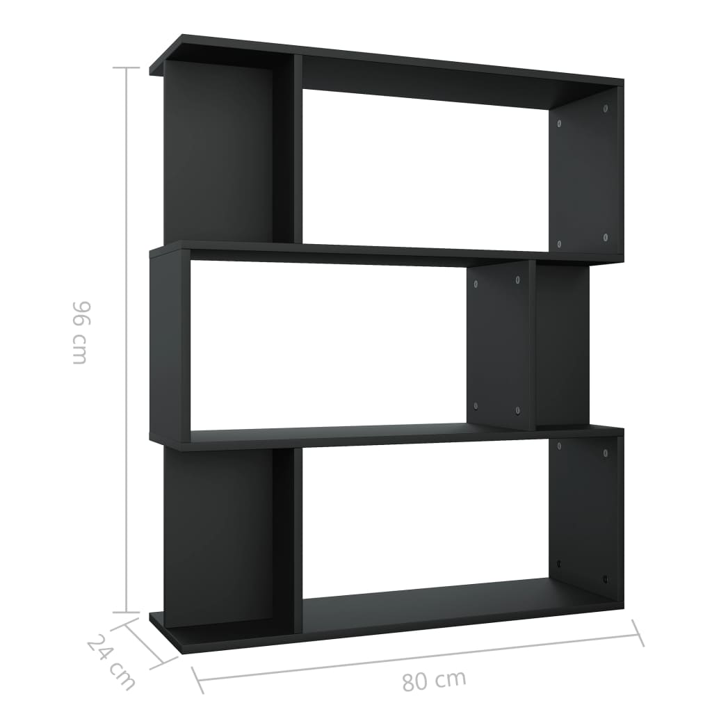Ormarić za knjige / sobna pregrada crni 80 x 24 x 96 cm drveni