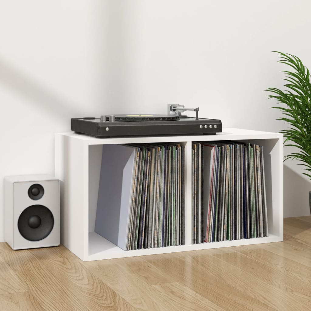 Kutija za pohranu vinilnih ploča bijela 71 x 34 x 36 cm drvena