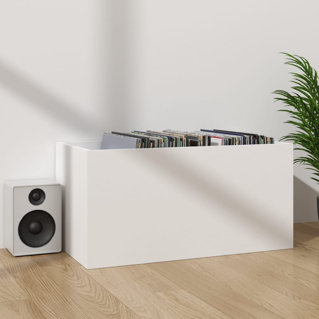 Kutija za pohranu vinilnih ploča bijela 71 x 34 x 36 cm drvena