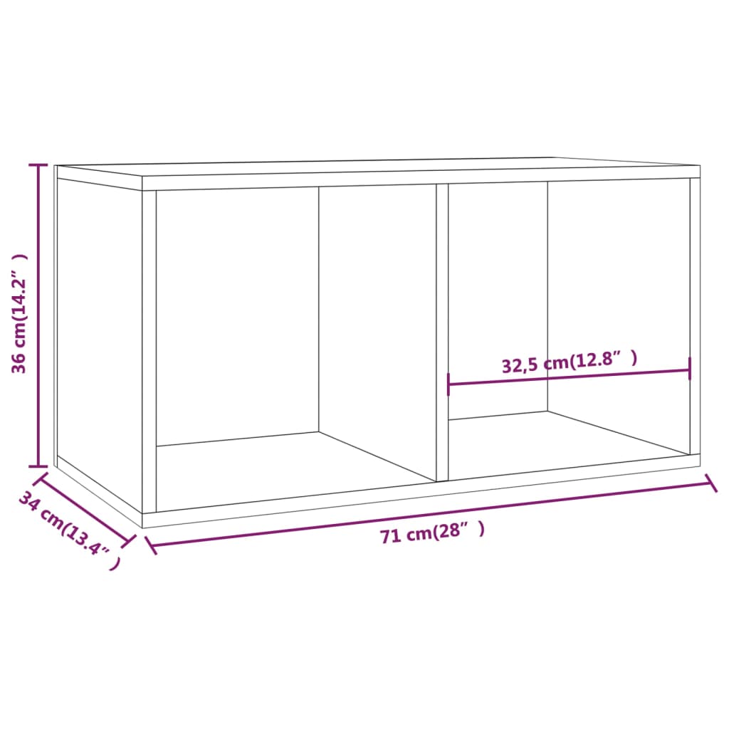 Kutija za pohranu vinilnih ploča bijela 71 x 34 x 36 cm drvena