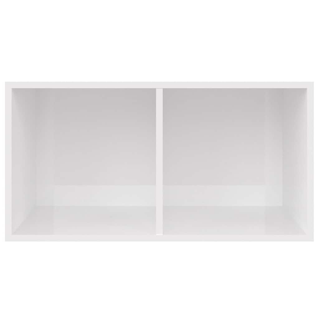 Kutija za pohranu vinilnih ploča sjajna bijela 71x34x36 cm drvo