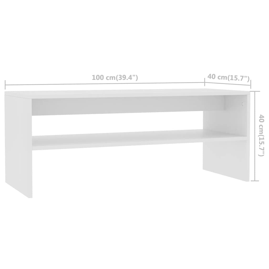 Stolić za kavu bijeli 100 x 40 x 40 cm od konstruiranog drva
