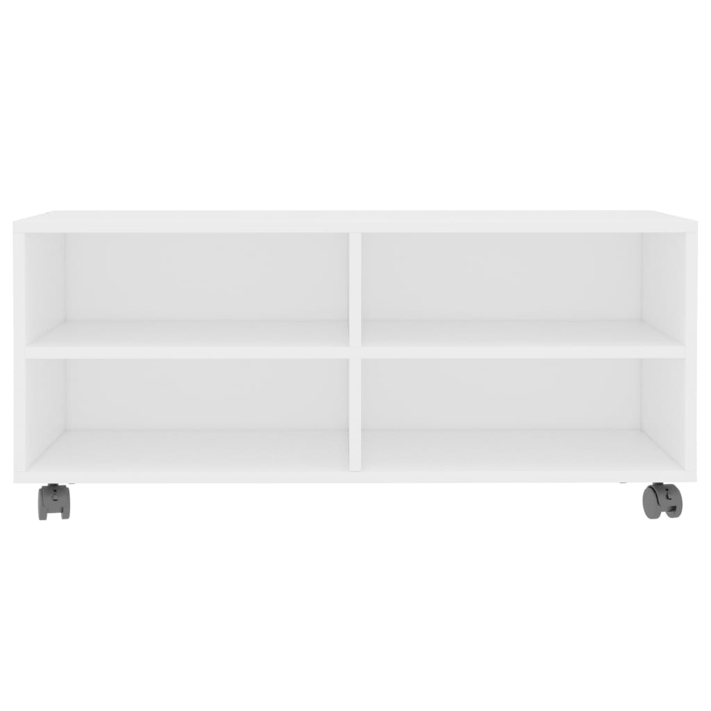TV ormarić s kotačima bijeli 90 x 35 x 35 cm konstruirano drvo