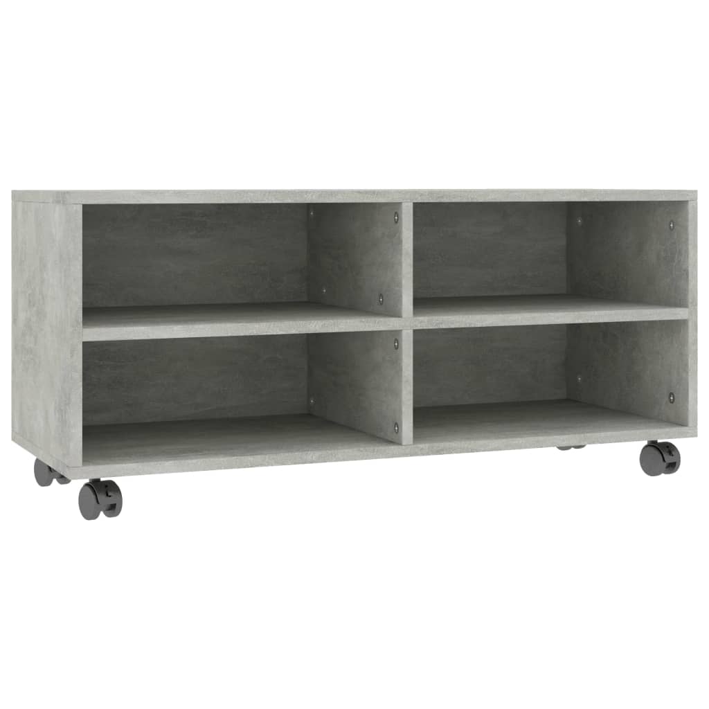 TV ormarić s kotačima boja betona 90x35x35 cm konstruirano drvo