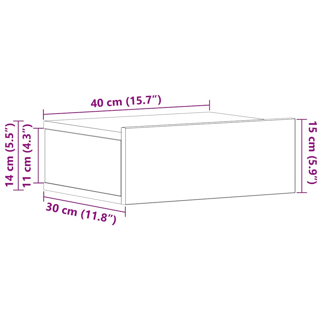 Viseći noćni ormarići 2 kom 40x30x15 cm konstruirano drvo