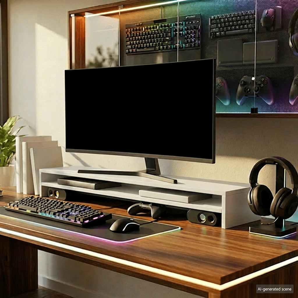 Stalak za monitor bijeli 100 x 24 x 13 cm konstruirano drvo