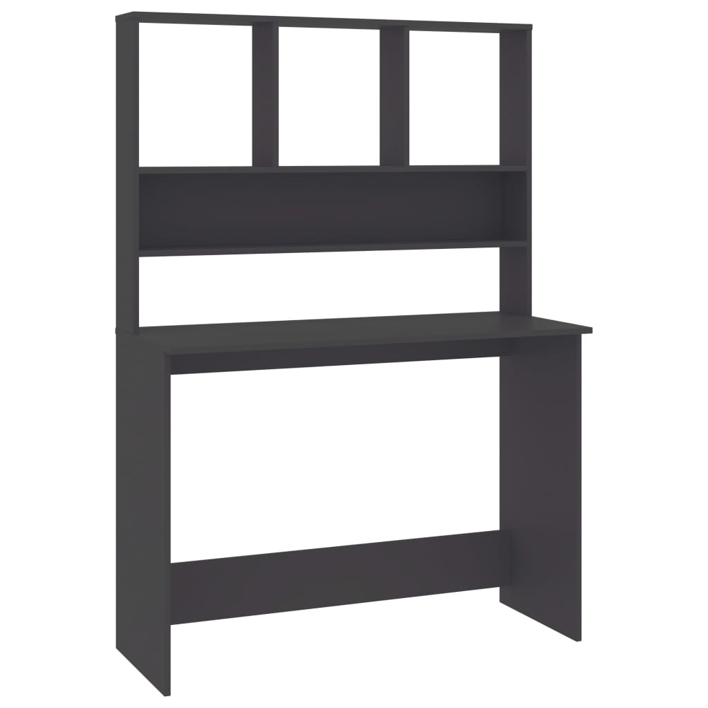 Radni stol s policama sivi 110 x 45 x 157 cm od iverice