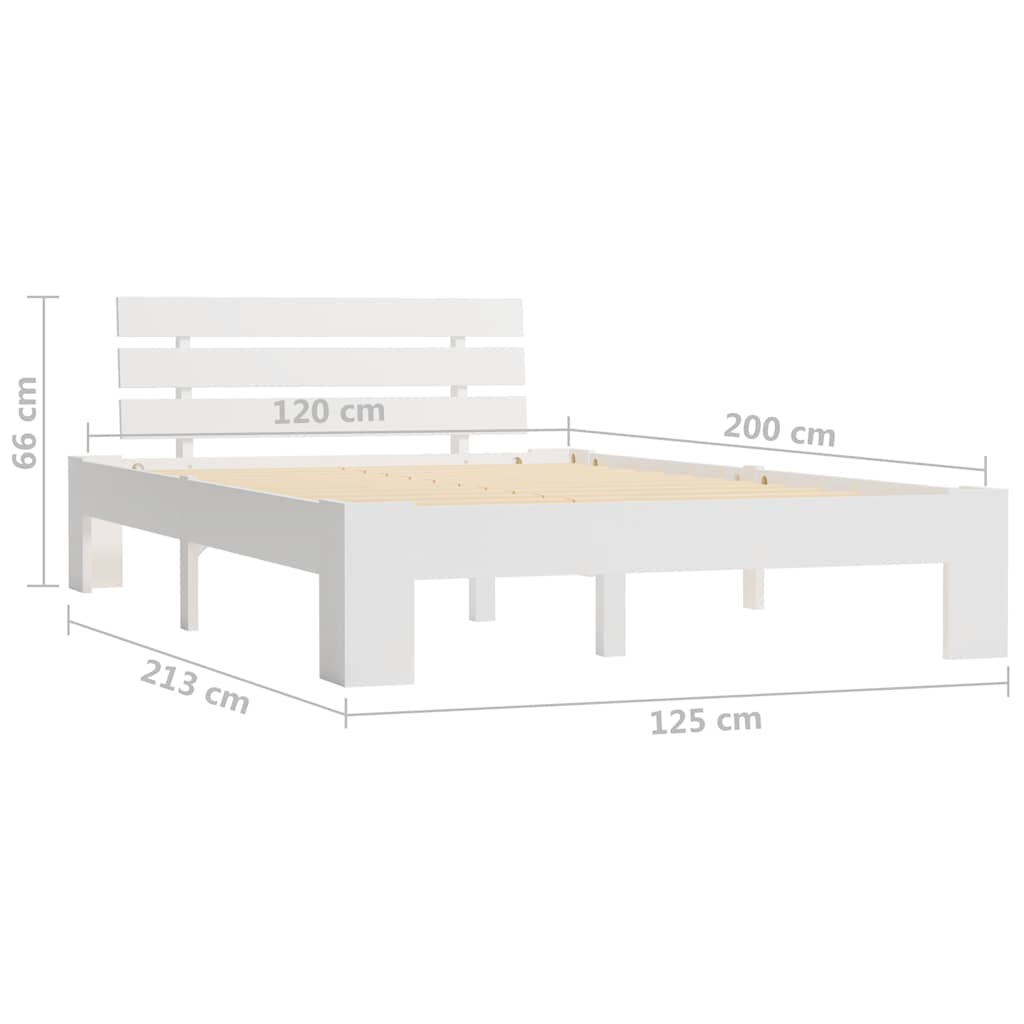 Okvir za krevet od masivne borovine bijeli 120 x 200 cm
