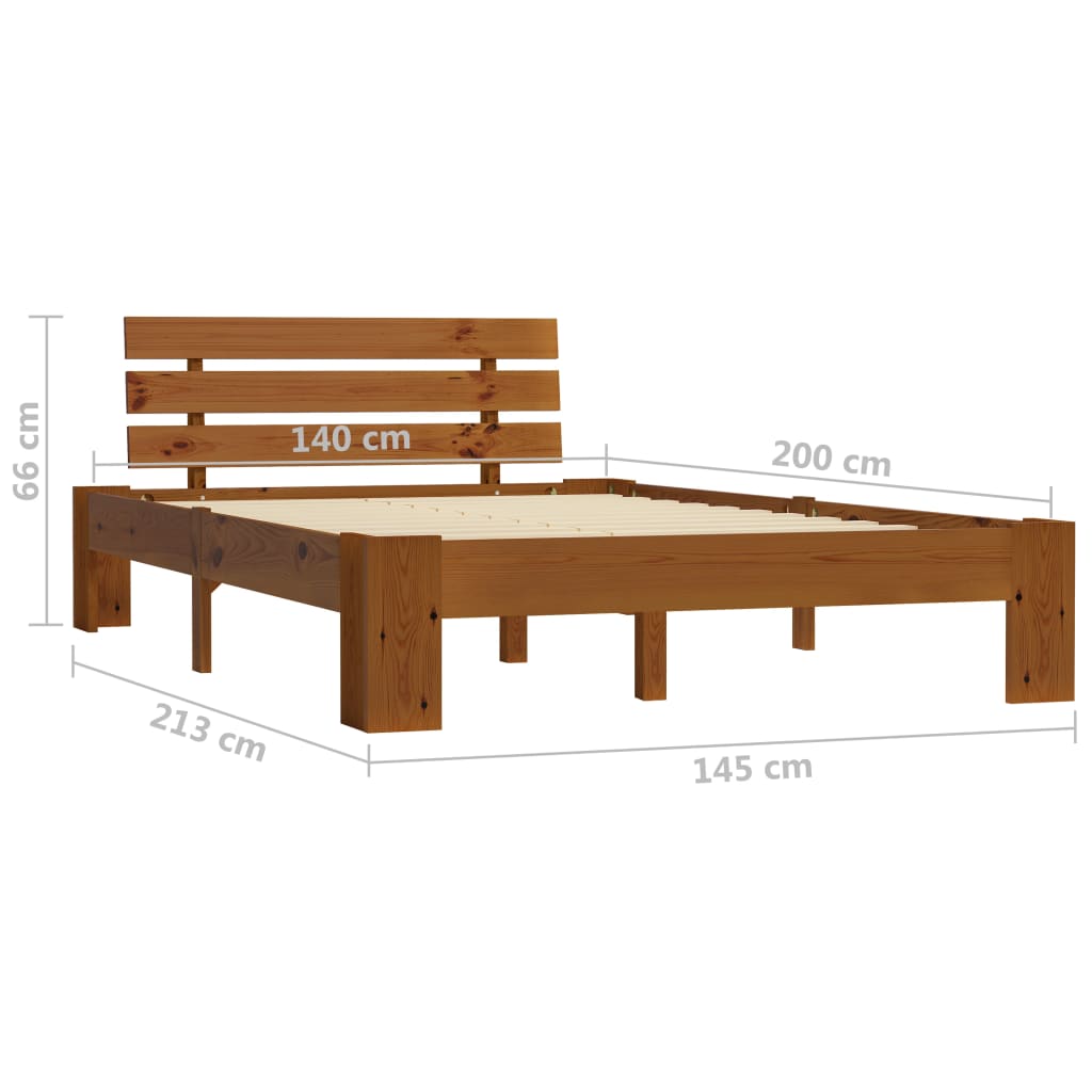 Okvir za krevet od masivne borovine boja meda 140 x 200 cm