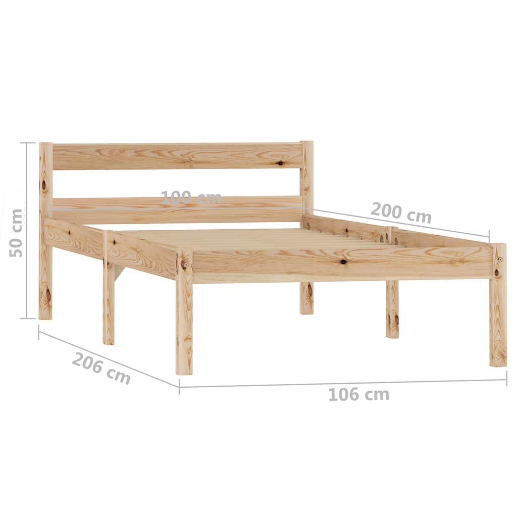 Okvir za krevet od masivne borovine 100 x 200 cm