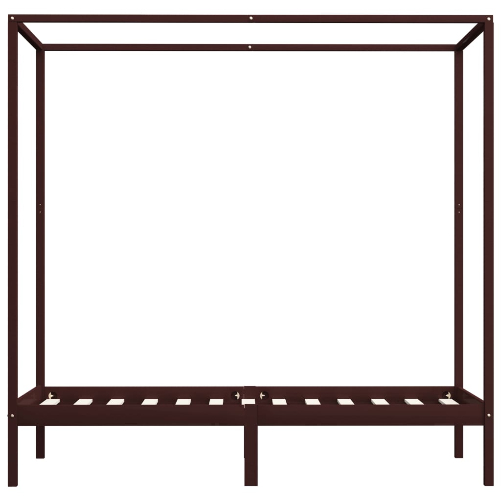 Okvir za krevet s baldahinom od borovine tamnosmeđi 90 x 200 cm