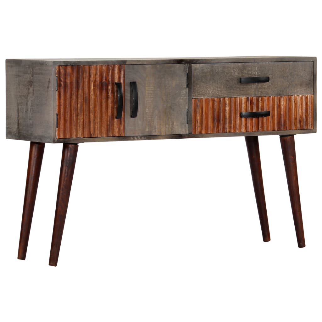 Konzolni stol sivi 120 x 35 x 75 cm grubo masivno drvo manga